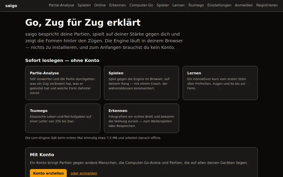 Screenshot von saigo
