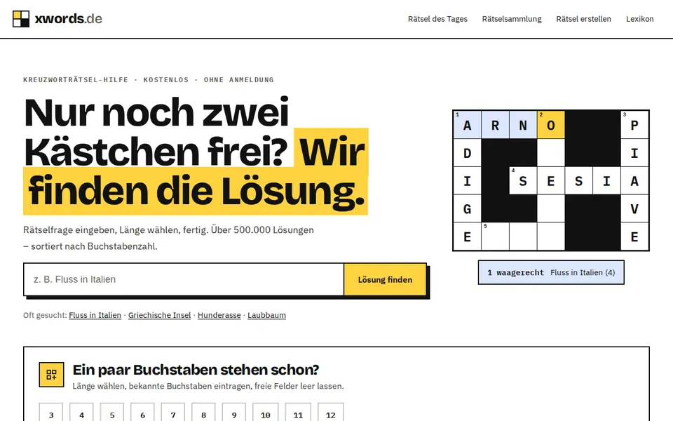 Screenshot von xwords.de